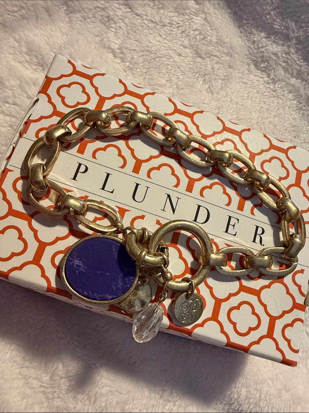 Plunder Gold Chain Bracelet with Purple Charm